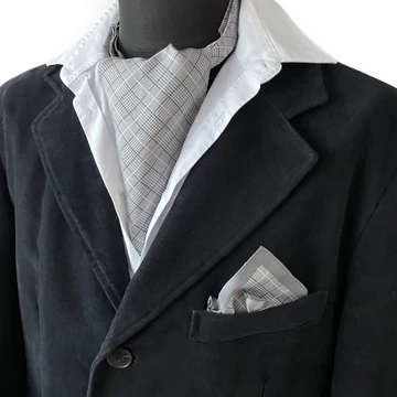 Eszterházy kockás selyem ascot nyakkendő szett