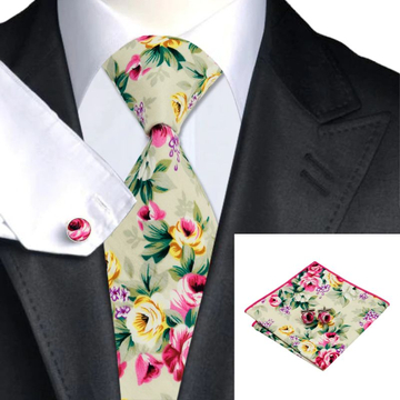 Fiori zöld virágos nyakkendő szett