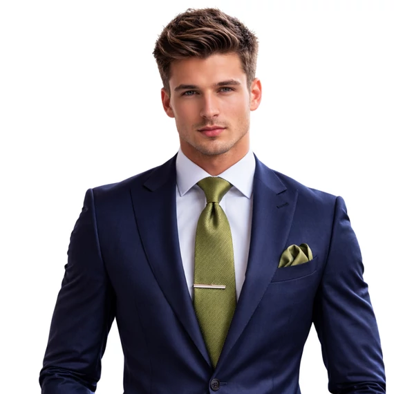 Selyem nyakkendő szett zöld