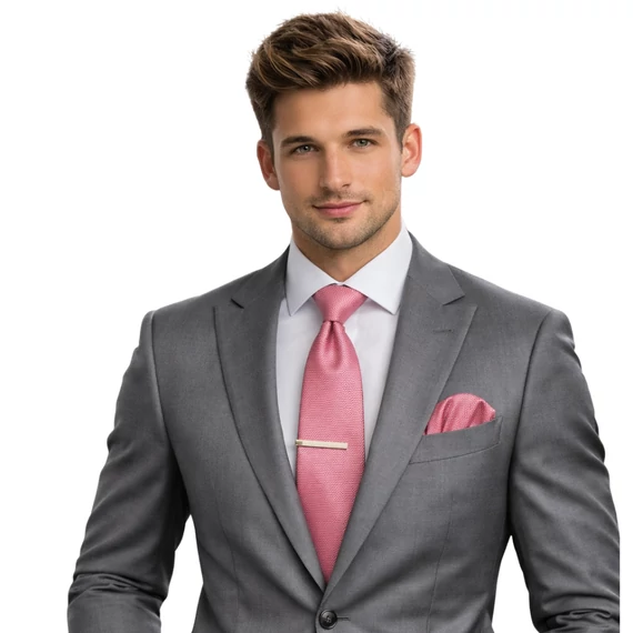 Vőlegény keskeny nyakkendő szett (rózsaszín) Nr.3