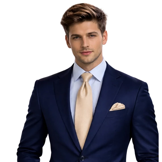 Selyem nyakkendő szett pezsgőszínű