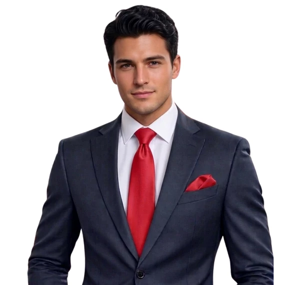 Selyem nyakkendő szett piros