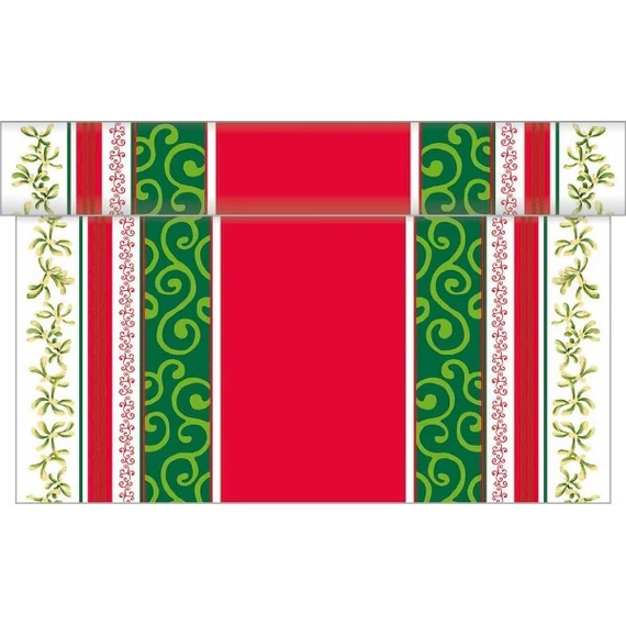 Karácsonyi textilhatású  asztali futó / Mellissa