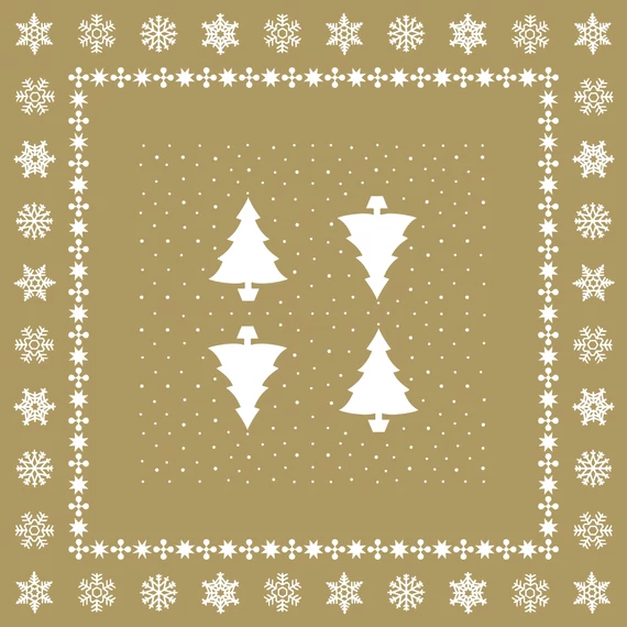 Karácsonyi textilhatású asztalterítő / fehér fenyő 