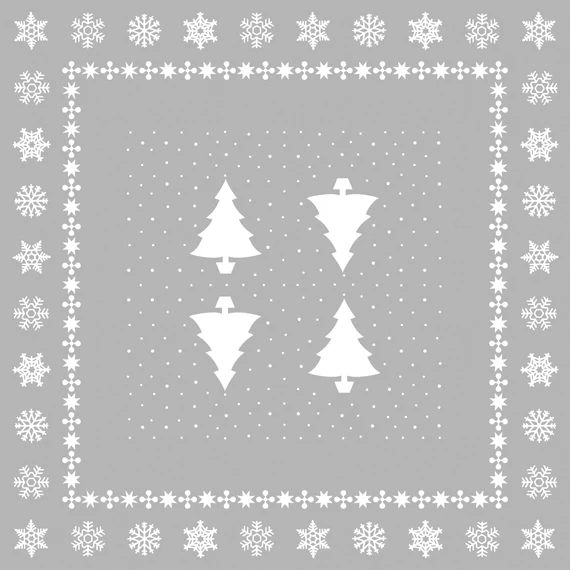 Karácsonyi textilhatású asztalterítő / fehér fenyő 